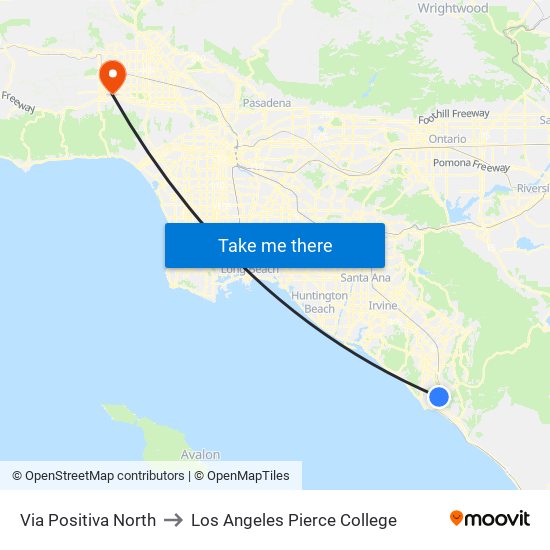 Via Positiva North to Los Angeles Pierce College map