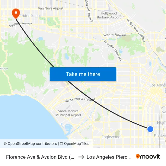 Florence Ave & Avalon Blvd (Westbound) to Los Angeles Pierce College map