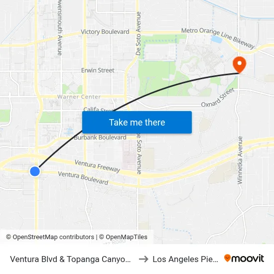 Ventura Blvd & Topanga Canyon Blvd (Westbound) to Los Angeles Pierce College map