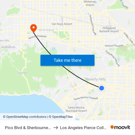 Pico Blvd & Sherbourne Dr to Los Angeles Pierce College map