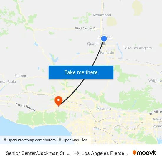Senior Center/Jackman St. (771438) to Los Angeles Pierce College map