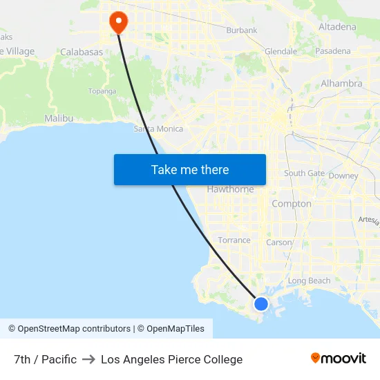 7th / Pacific to Los Angeles Pierce College map