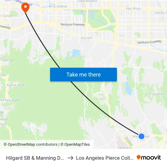 Hilgard SB & Manning Dr FS to Los Angeles Pierce College map