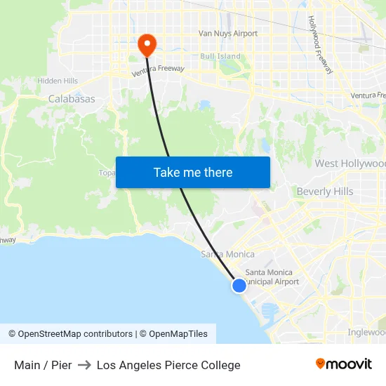 Main / Pier to Los Angeles Pierce College map