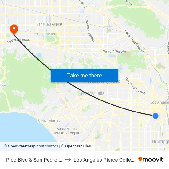 Pico Blvd & San Pedro St to Los Angeles Pierce College map