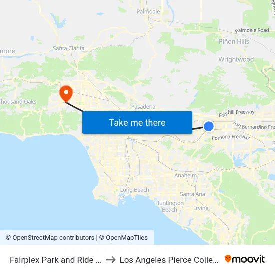 Fairplex Park and Ride W to Los Angeles Pierce College map