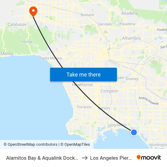 Alamitos Bay & Aqualink Dock Drop - Off Only to Los Angeles Pierce College map