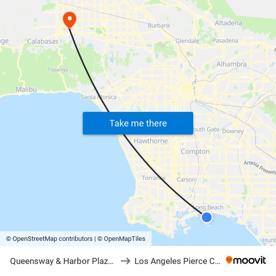 Queensway & Harbor Plaza Dr NE to Los Angeles Pierce College map