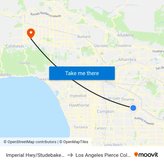 Imperial Hwy/Studebaker Rd to Los Angeles Pierce College map