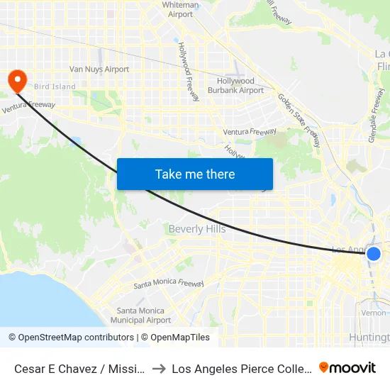 Cesar E Chavez / Mission to Los Angeles Pierce College map