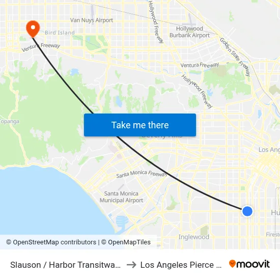 Slauson / Harbor Transitway Station to Los Angeles Pierce College map