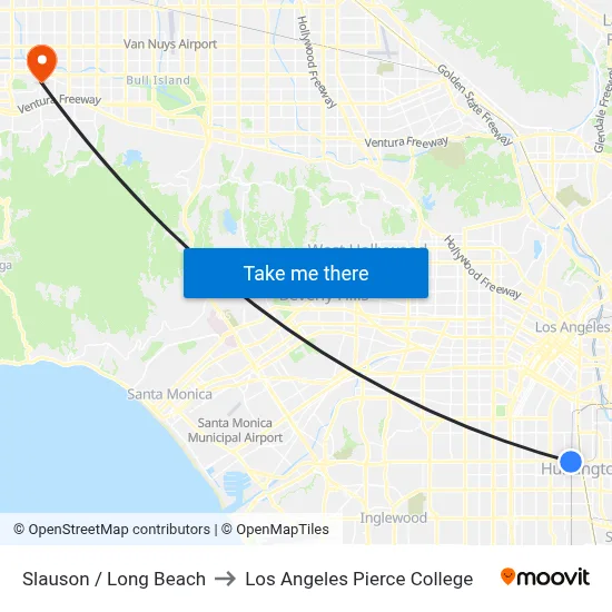 Slauson / Long Beach to Los Angeles Pierce College map