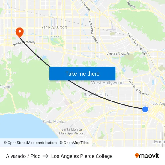 Alvarado / Pico to Los Angeles Pierce College map