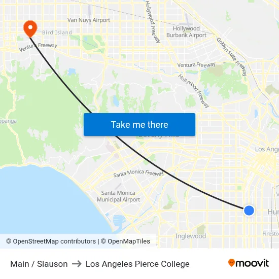 Main / Slauson to Los Angeles Pierce College map