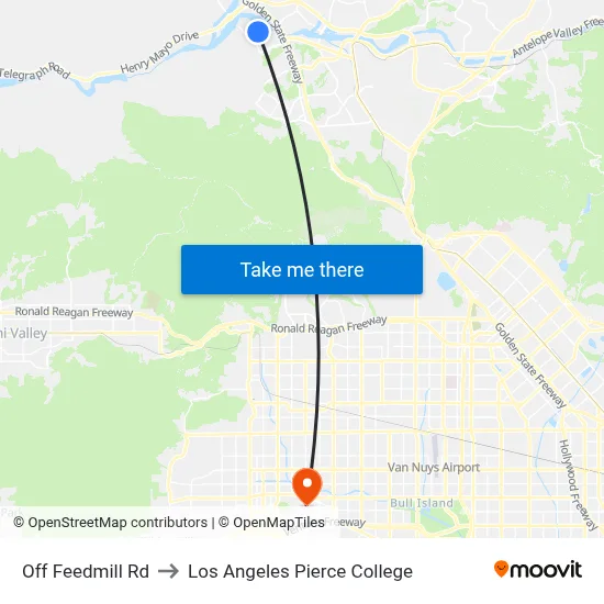 Off Feedmill Rd to Los Angeles Pierce College map