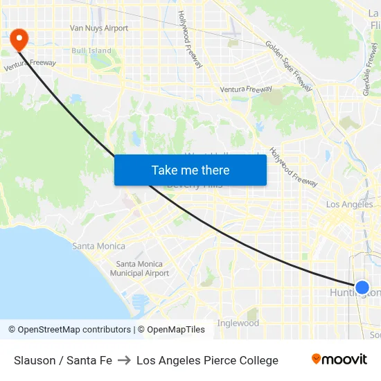 Slauson / Santa Fe to Los Angeles Pierce College map