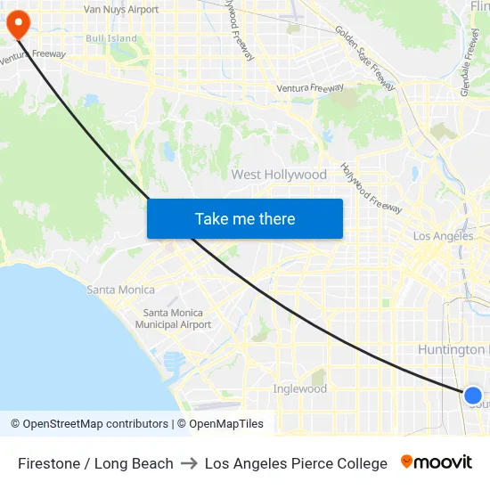 Firestone / Long Beach to Los Angeles Pierce College map