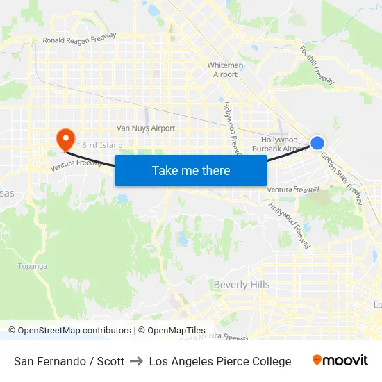 San Fernando / Scott to Los Angeles Pierce College map