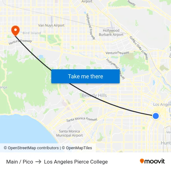 Main / Pico to Los Angeles Pierce College map