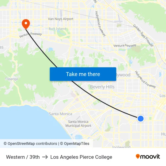 Western / 39th to Los Angeles Pierce College map