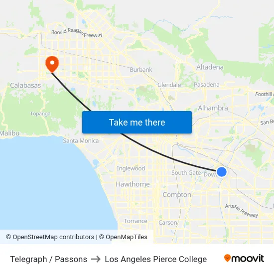 Telegraph / Passons to Los Angeles Pierce College map