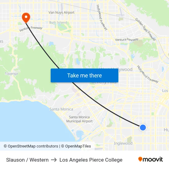 Slauson / Western to Los Angeles Pierce College map