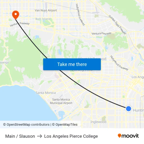 Main / Slauson to Los Angeles Pierce College map
