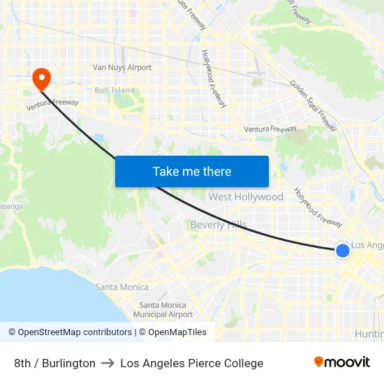8th / Burlington to Los Angeles Pierce College map