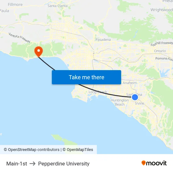 Main-1st to Pepperdine University map