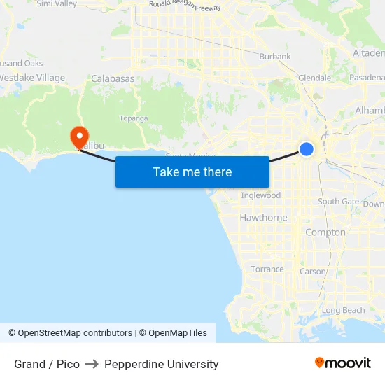 Grand / Pico to Pepperdine University map