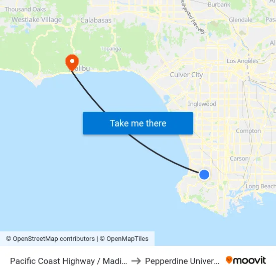 Pacific Coast Highway / Madison to Pepperdine University map