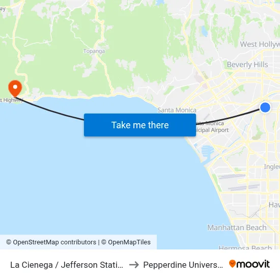 La Cienega / Jefferson Station to Pepperdine University map