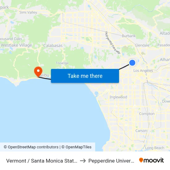 Vermont / Santa Monica Station to Pepperdine University map