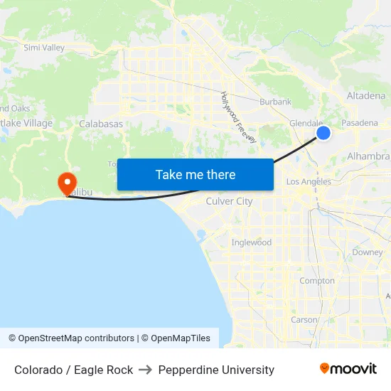 Colorado / Eagle Rock to Pepperdine University map