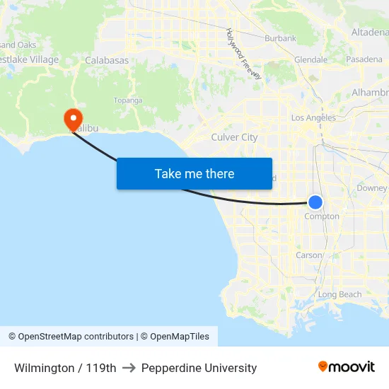 Wilmington / 119th to Pepperdine University map
