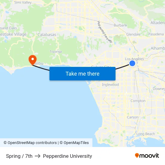 Spring / 7th to Pepperdine University map