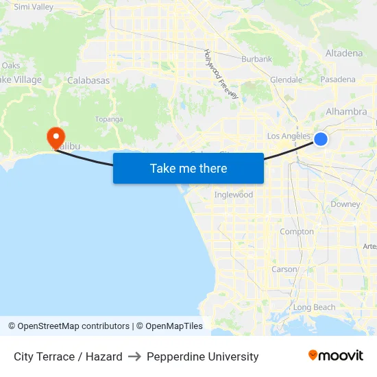 City Terrace / Hazard to Pepperdine University map