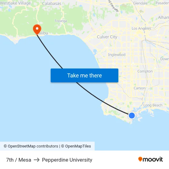 7th / Mesa to Pepperdine University map