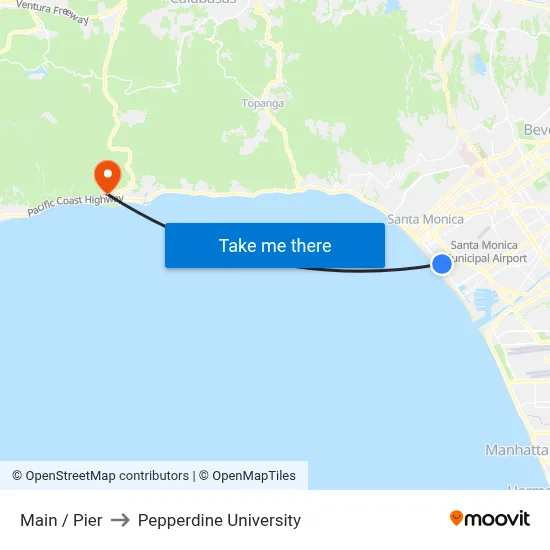 Main / Pier to Pepperdine University map