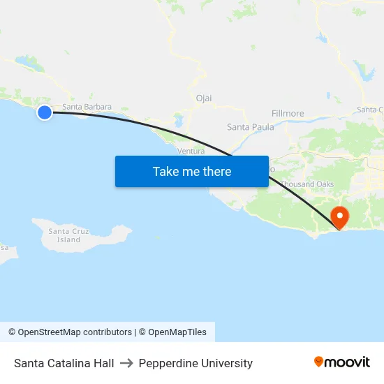Santa Catalina Hall to Pepperdine University map
