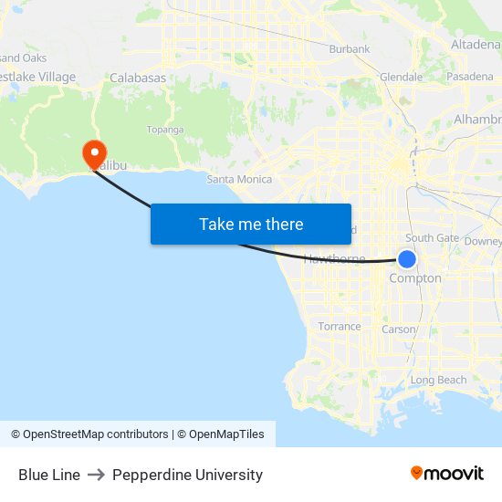 Blue Line to Pepperdine University map