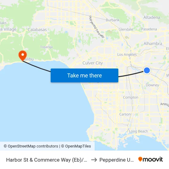 Harbor St & Commerce Way (Eb)/Rosewood Park to Pepperdine University map