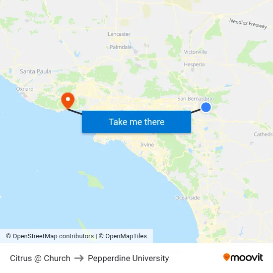 Citrus @ Church to Pepperdine University map