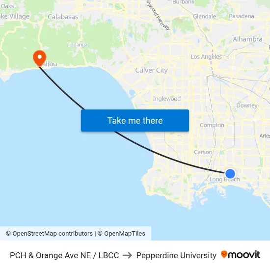 PCH & Orange Ave NE / LBCC to Pepperdine University map