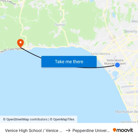 Venice High School / Venice Blvd to Pepperdine University map