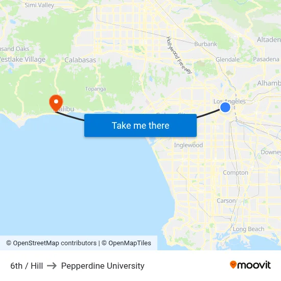 6th / Hill to Pepperdine University map