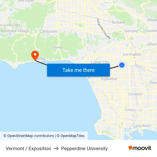 Vermont / Exposition to Pepperdine University map
