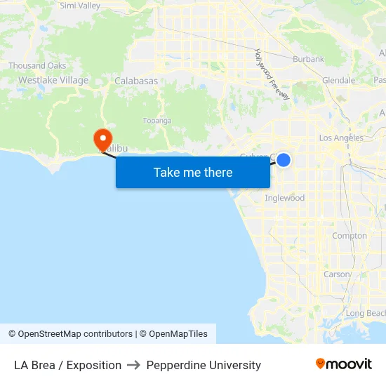 La Brea / Exposition to Pepperdine University map