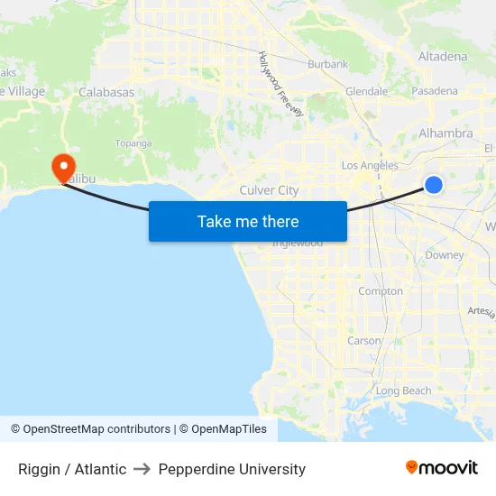 Riggin / Atlantic to Pepperdine University map