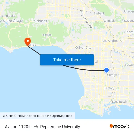 Avalon / 120th to Pepperdine University map